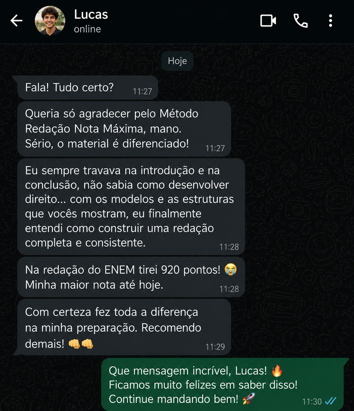 Depoimento real de aluno do Método Redação Nota Máxima