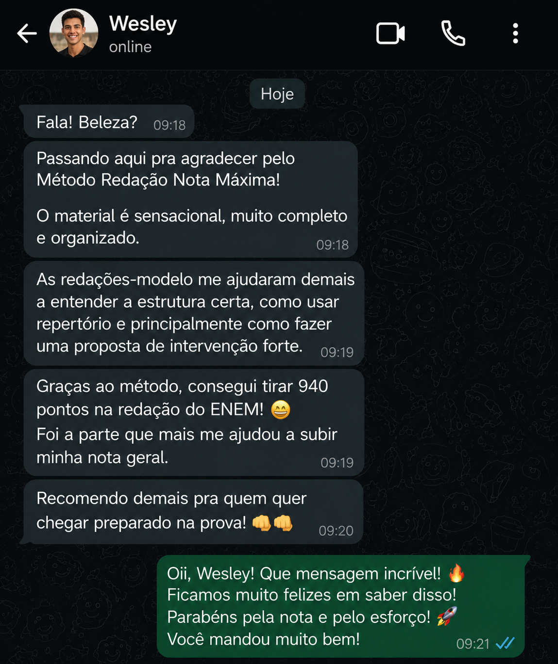 Depoimento real de aluno do Método Redação Nota Máxima